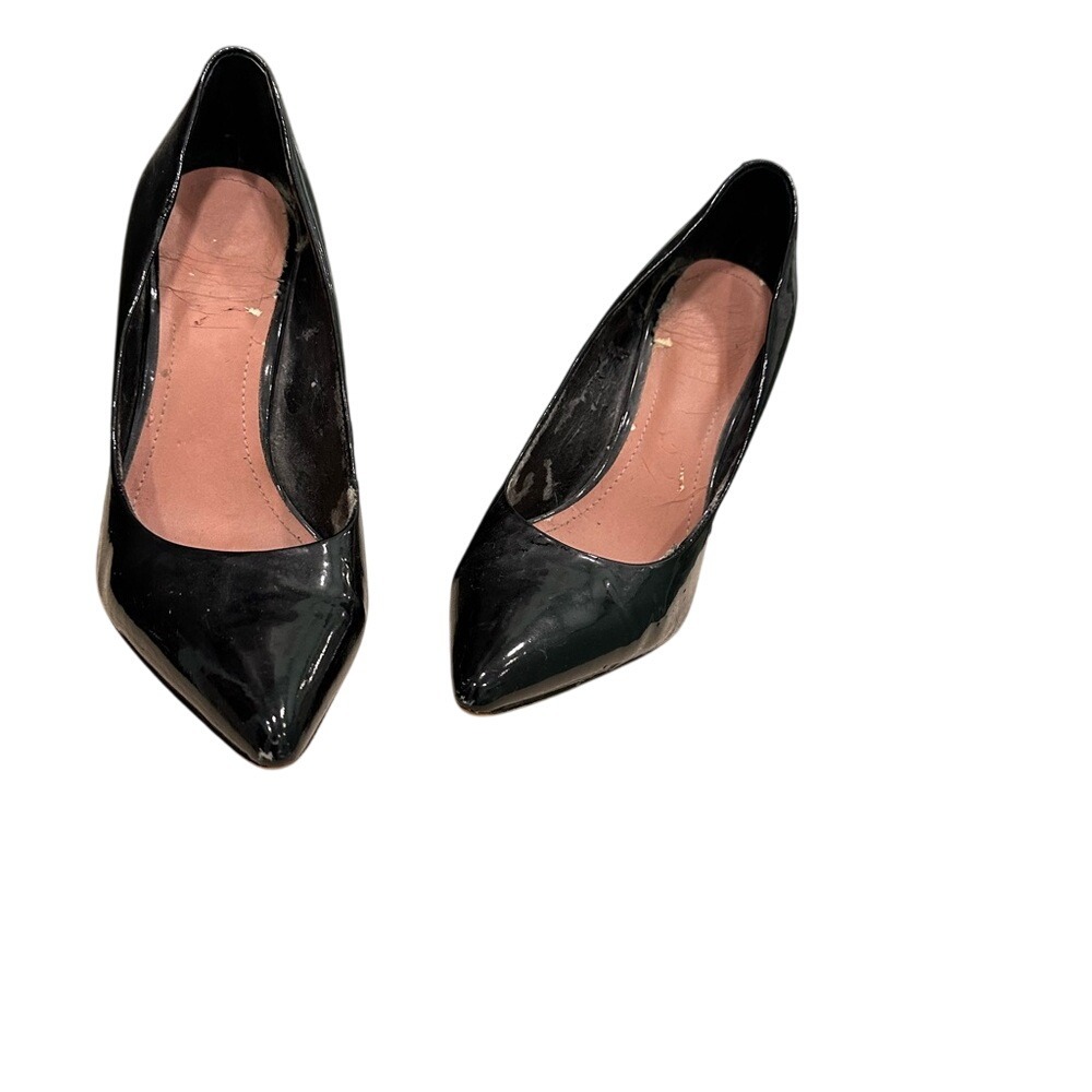 Vince Camuto Black Patent Leather Pointed Toe Stiletto Pumps Heel Size 8.5